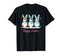 Happy Easter Three Spring Bunny Hoppy Minimal Bunny Gráfico Camiseta