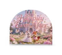 Happy Ever After Animal Rabbit Fox - Servilletero de tela acrílica colorido para exteriores, comedor, servilleta independiente y soporte para utensilios, decoración del hogar para exteriores, comedor