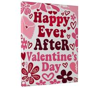 Happy Ever After - Lienzo decorativo para pared, diseño floral de corazón de melocotón, decoración estética del hogar para sala de estar, dormitorio, oficina, lienzo envuelto de 8 x 12 pulgadas