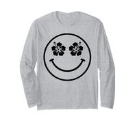 Happy Face Hibiscus Eyes, diseño Floral de Verano Manga Larga