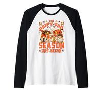 Happy Fall GNOME For Women with Pumpkin Spice Autumn Vibes Camiseta Manga Raglan