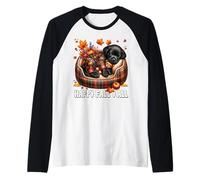 Happy Fall Saying For Labrador Lover Black Labrador Graphic Camiseta Manga Raglan