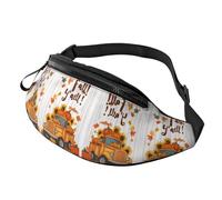 Happy Fall Y'all Bandolera de moda con estampado de calabaza de otoño unisex riñonera de cintura ajustable para aventureros al aire libre - Bolsa duradera para equipo de senderismo/camping 14 x 35