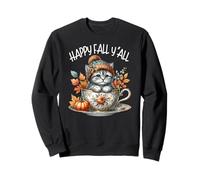 Happy Fall Yall Cute Kitten For Autumn Lover Kawaii Cat Mom Sudadera