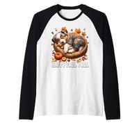 Happy Fall Yall For Puppy Lover and Australian Shepherd Mom Camiseta Manga Raglan