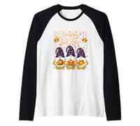 Happy Fall Y'all Otoño Otoño Hojas Halloween Bruja Gnomos Camiseta Manga Raglan