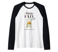 Happy Fall Y'all Pumpkin Harvest Autumn Thanksgiving Country Camiseta Manga Raglan