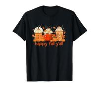 Happy Fall Y'all Pumpkin Spice Latte - Café otoñal Camiseta gráfica económica, Hombre, Negro, S