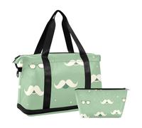 Happy Father's Day Funny Beard Green - Bolsa de viaje grande para gimnasio, deportes, con bolsa de aseo para avión, viajes, plegable, Feliz Día del Padre Divertida barba verde, 1 size
