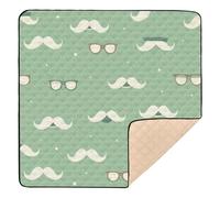 Happy Father's Day Funny Beard Green - Tapete de juego para bebés de espuma suave para interiores y exteriores, resistente al agua, acolchado, para bebés y niños pequeños, 50 x 50 pulgadas