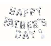 Happy Father's Day - Juego de globos de aluminio de 40,6 cm, diseño de letras de globo para fiesta del día del padre (plata)