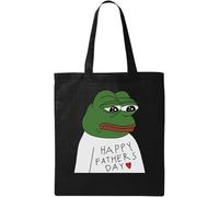 Happy Father's Day Sad Pepe Meme Art - Bolsa de algodón ecológico natural, color negro, Black, Talla única