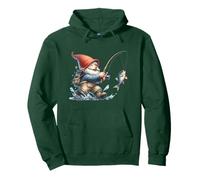 Happy Fishermen Gnome Dad Graphic For Him Green Fishing Sudadera con Capucha