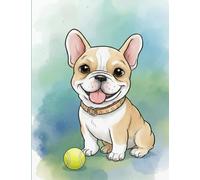 Happy French Bulldog Composition Notebook 150 Pages: Pawsome Wide Ruled Journal for School, Writing, Notes & Drawing Cute Dog Cover with Frenchie Page Graphics