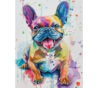 Happy French Bulldog Watercolor Composition Notebook College ruled