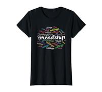 Happy Friendship Day | Amigos | Felicidad Camiseta gráfica económica, Mujer, Negro, L