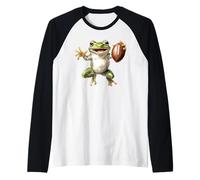 Happy Frog Holding Acuarela de fútbol Americano Camiseta Manga Raglan