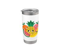 Happy Fruit Friends Cute Colorful Design Vaso térmico de acero inoxidable de doble pared