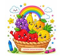 Happy Fruits Coloring Book: Fun and Easy Coloring Pages for Toddlers and Kids Ages 3-6