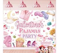 Happy Galentine's Day telón de fondo para fiesta de pijamas, decoración de fiesta temática de lucha, suministros de pancarta para fiesta del día de Galentine (240 x 180 cm)