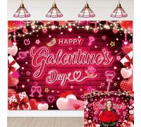Happy Galentine's Day Telón de fondo rosa neón corazón del día de Galentine, pancarta temática de amistades, decoración de fiesta del día de Galentina, suministros de decoración de cabina de fotos (6