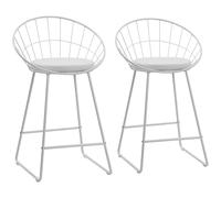Happy Garden Alex - Taburete de bar (65 cm, metal blanco, con cojín blanco, 2 unidades), color blanco