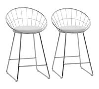 Happy Garden Alex - Taburete de bar (65 cm, metal cromado, con cojín blanco, asiento acolchado