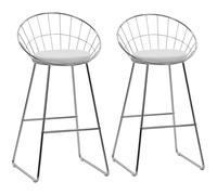Happy Garden Alex - Taburete de bar (75 cm, metal cromado, con cojín blanco, asiento acolchado