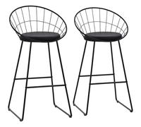 Happy Garden Alex - Taburete de bar (75 cm, metal negro con cojín negro, asiento acolchado