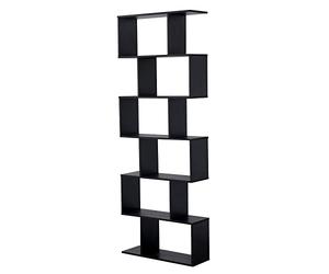 Happy Garden Biblioteca con Estilo Moderno 6 estantes Color Negro Virginia. Biblioteca para salón, Dormitorio u Oficina. Librería con estanterías para Libros.