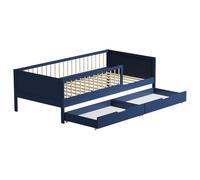 Happy Garden Cama de 190x90cm en Madera Adam Azul Oscuro, con somier de láminas Estructura de Madera fácil de Montar, barandillas de Seguridad y Dos Grandes cajones de almacenaje