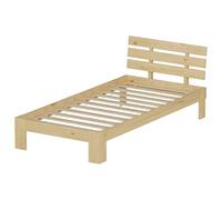 Happy Garden - Cama de madera de pino (90 x 190 cm, con cabecera y somier de láminas)