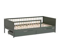 Happy Garden Cama de Madera Verde Adam de 190x90cm con somier Estructura de Madera fácil de Montar, barandillas de Seguridad y Dos Grandes cajones de almacenaje