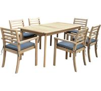 Happy Garden Conjunto de muebles de jardín acacia 6 plazas con cojines grises