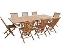Happy Garden Conjunto de muebles de jardín de teca - mesa extensible de 8 plazas