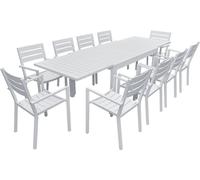 Happy Garden Conjunto de muebles de jardín mesa 132/264cm en aluminio blanco