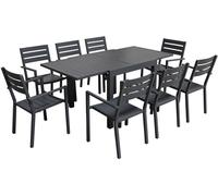Happy Garden Conjunto de muebles de jardín mesa 90/180cm aluminio antracita
