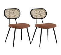 Happy Garden Silla de Comedor Vintage Elena de Rejilla, con Tela de bouclé Color Terracota y Patas de Metal Negro