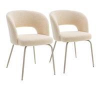 Happy Garden Flavia - Juego de 2 sillas de tela con hebilla, color beige, acolchado de espuma, patas de acero