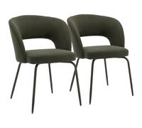 Happy Garden Flavia - Juego de 2 sillas de tela con hebilla verde, acolchado de espuma, patas de acero