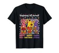 Happy Garden Gnomos Rosas Girasoles Lavanda Primavera Verano Camiseta