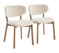 Happy Garden - Juego de 2 sillas Aura de madera clara y tejido con hebilla, color beige y patas de acero