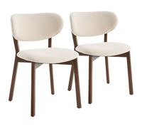 Happy Garden - Juego de 2 sillas Aura de madera oscura y tejido con hebilla, color beige y patas de acero