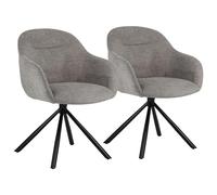 Happy Garden Juego de 2 sillas SAFFI de Tela Gris, Acolchado de Espuma, Patas de Acero Negro Comedor o el despacho