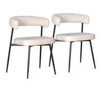 Happy Garden Juego de 2 sillas Thea Beige - Asiento acolchado con espuma - Estructura y patas de acero negro