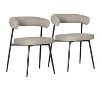 Happy Garden Juego de 2 sillas Thea, verde jaspeado, asiento con espuma, estructura y patas de acero, color negro