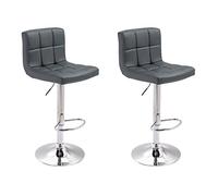 Happy Garden Juego de 2 taburetes de Bar Grises Mike. Silla de Cocina de diseño Moderno con Asiento Regulable en Altura, rotación 360 ° y reposapiés. Taburetes con Respaldo Gris.