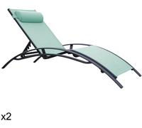 Happy Garden Juego de 2 tumbonas de textileno verde con estructura antracita