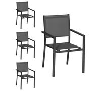 Happy Garden Juego de 4 sillas de Aluminio Antracita textileno Gris