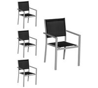 Happy Garden Juego de 4 sillas de Aluminio Gris textileno Negro